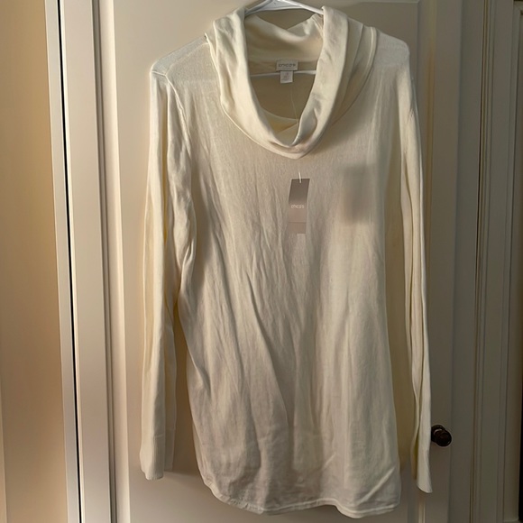 Chicos Cam Cowl sweater Ecru Chicos 3/woman’s 14-16 NWT - Picture 1 of 3